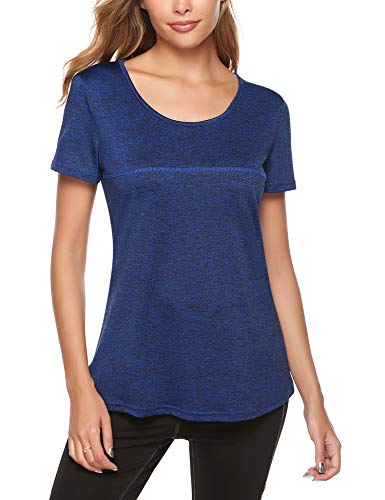 iClosam Camiseta de Manga Corta para Mujer Tops de Yoga Ropa Deportiva Correr Entrenamiento Camiseta Blusa túnica S-XXL (Azul Real 1, XL) iClosam Camiseta de Manga Corta para Mujer Tops de Yoga Ropa Deportiva Correr Entrenamiento Camiseta Blusa túnica S-XXL (Azul Real 1, XL)