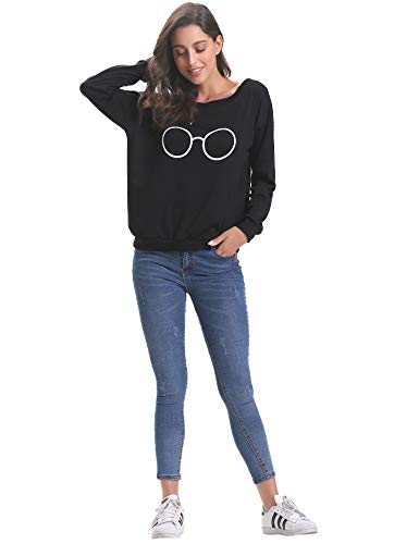 iClosam Camiseta Manga Larga Hombros Descubiertos Harry Potter Suelto Algodón Sweatshirt Moda y Comodo para Mujer