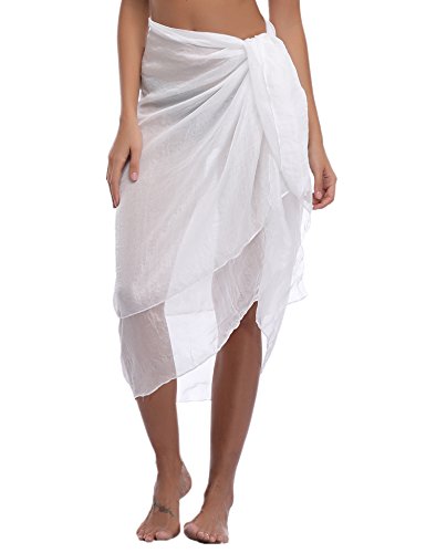 iClosam Mujer Playa de Gasa Bikini Cubierta de Traje de Baño de Colmena Vestido de Verano Pareos y Ropa de Playa Transparente (Blanco, 180 cm x 145 cm)