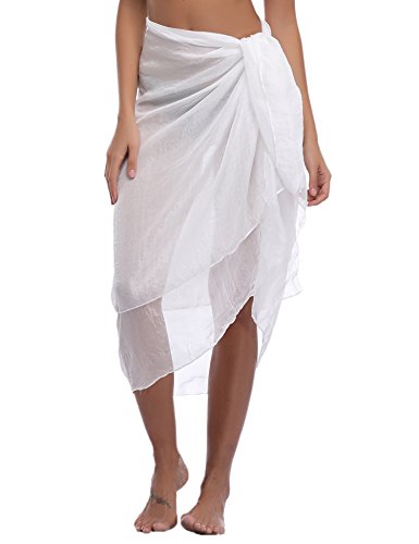 iClosam Mujer Playa de Gasa Bikini Cubierta de Traje de Baño de Colmena Vestido de Verano Pareos y Ropa de Playa Transparente (Blanco, 180 cm x 145 cm) iClosam Mujer Playa de Gasa Bikini Cubierta de Traje de Baño de Colmena Vestido de Verano Pareos y Ropa de Playa Transparente (Blanco, 180 cm x 145 cm)