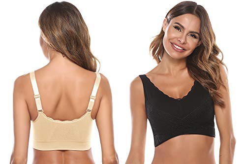 iClosam Sujetador Deportivo Encaje Mujer,Sujetadores Ajustable Bra Deporte Sin Costuras para Gimnasio Yoga Bailar Corriendo Fitness iClosam Sujetador Deportivo Encaje Mujer,Sujetadores Ajustable Bra Deporte Sin Costuras para Gimnasio Yoga Bailar Corriendo Fitness