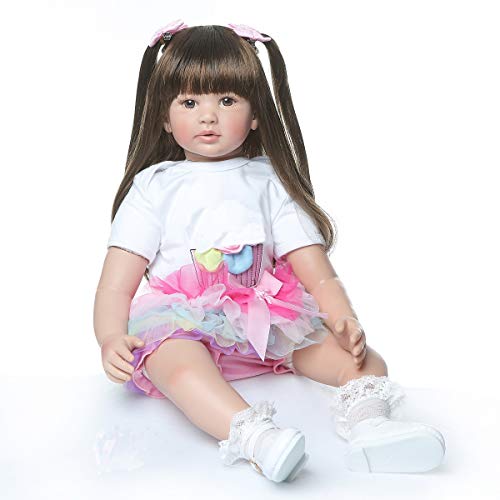 iCradle 24 Pulgadas 61cm Vinilo Reborn Baby Girl Suave Silicona Realistas Reborn Muñecas Juguete Regalo para Niñas Princesa Muñeca Grande Niño