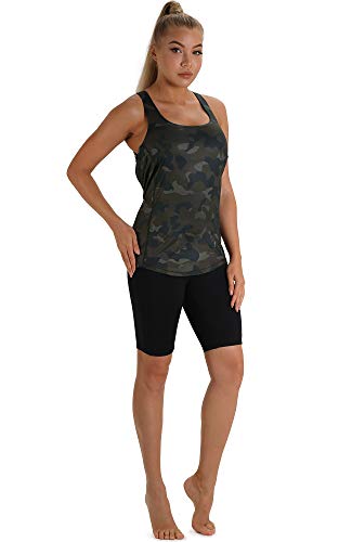 icyzone Camiseta deportiva para mujer con sujetador integrado, 2 en 1, para yoga, gimnasio, fitness, entrenamiento Camuflaje M icyzone Camiseta deportiva para mujer con sujetador integrado, 2 en 1, para yoga, gimnasio, fitness, entrenamiento Camuflaje M