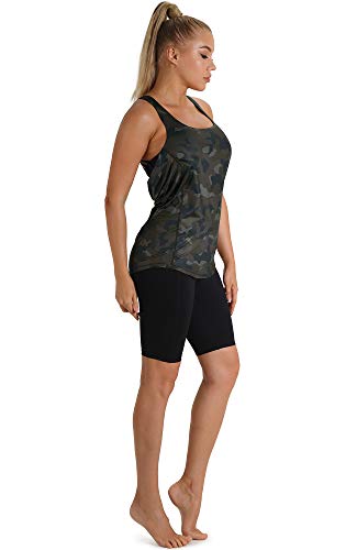 icyzone Camiseta deportiva para mujer con sujetador integrado, 2 en 1, para yoga, gimnasio, fitness, entrenamiento Camuflaje M icyzone Camiseta deportiva para mujer con sujetador integrado, 2 en 1, para yoga, gimnasio, fitness, entrenamiento Camuflaje M