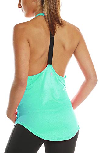 icyzone Camiseta Deportiva sin Mangas Diseño de T-Back para Mujer (S, Verde Hielo) icyzone Camiseta Deportiva sin Mangas Diseño de T-Back para Mujer (S, Verde Hielo)