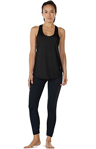 icyzone Camiseta sin Mangas de Fitness para Mujer Chaleco Deportivo, Pack de 2 (M, Negro/Mezclilla)