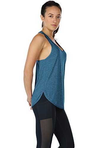 icyzone Camiseta sin Mangas de Fitness para Mujer Chaleco Deportivo, Pack de 2 (M, Negro/Mezclilla)