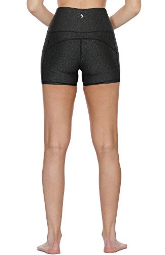 icyzone Pantalón Corto para Mujer para Correr, Mallas Corto (L, Negro)