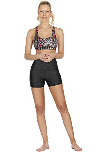 icyzone Pantalón Corto para Mujer para Correr, Mallas Corto (L, Negro)