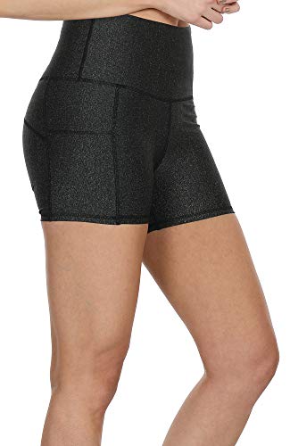 icyzone Pantalón Corto para Mujer para Correr, Mallas Corto (L, Negro)