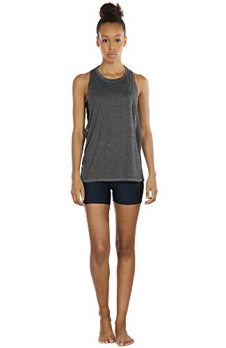 icyzone Sueltas y Ocio Camiseta sin Mangas Camiseta de Fitness Deportiva de Tirantes para Mujer(Paquete de 3) (M, Carboncillo/Pearl Blush/Aqua)