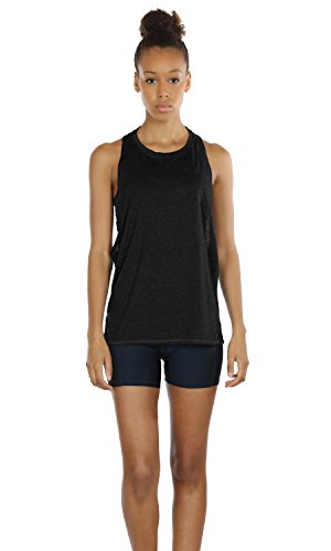 icyzone Sueltas y Ocio Camiseta sin Mangas Camiseta de Fitness Deportiva de Tirantes para Mujer(Paquete de 3) (M, Negro/Beige/Rubor Pálido)