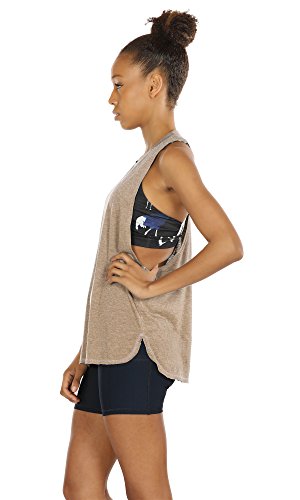 icyzone Sueltas y Ocio Camiseta sin Mangas Camiseta de Fitness Deportiva de Tirantes para Mujer(Paquete de 3) (M, Negro/Beige/Rubor Pálido)