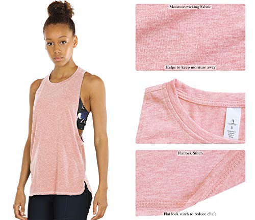 icyzone Sueltas y Ocio Camiseta sin Mangas Camiseta de Fitness Deportiva de Tirantes para Mujer(Paquete de 3) (S, Carboncillo/Pearl Blush/Aqua)