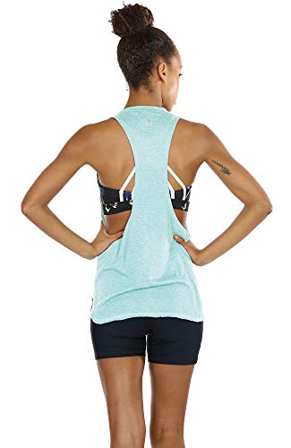 icyzone Sueltas y Ocio Camiseta sin Mangas Camiseta de Fitness Deportiva de Tirantes para Mujer(Paquete de 3) (S, Carboncillo/Pearl Blush/Aqua)