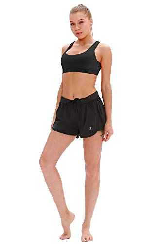 icyzone Sujetador Deportivo Yoga Diseño de Tirantes Cruzados en la Espalda Ejercicio Fitness Ropa Interior para Mujer (L, Negro)