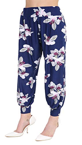 IDEAL ONLINE - Pantalón - Harem - para Mujer Blanco White Lily Navy Small 36-38