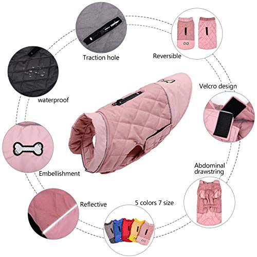 Idepet Chaqueta impermeable para perros Chaqueta cálida de invierno Chaleco, traje de nieve a prueba de viento Ropa para perros Chaleco para mascotas Ropa para perros con orificio para arnés