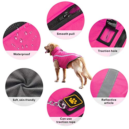 Idepet Impermeable Abrigo para perros Chaqueta abrigadora de invierno, Ropa impermeable para perros al aire libre Traje Chaleco para perros pequeños medianos grandes con orificio para arnés