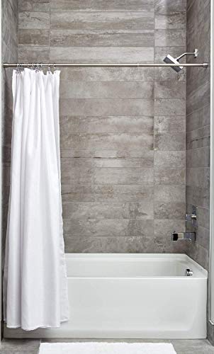 iDesign Barra para cortinas de ducha, soporte para cortinas de baño de tamaño corto y de acero, barra telescópica extensible para instalar sin taladro, plateado mate iDesign Barra para cortinas de ducha, soporte para cortinas de baño de tamaño corto y de acero, barra telescópica extensible para instalar sin taladro, plateado mate