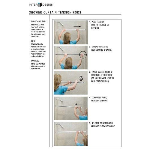iDesign Barra para cortinas de ducha, soporte para cortinas de baño de tamaño corto y de acero, barra telescópica extensible para instalar sin taladro, plateado mate iDesign Barra para cortinas de ducha, soporte para cortinas de baño de tamaño corto y de acero, barra telescópica extensible para instalar sin taladro, plateado mate