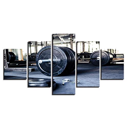 IDzf 5 Pinturas En Lienzo Pinturas En Lienzo Arte De La Pared Decoración para El Hogar Sala De Estar 5 Piezas Halterofilia Deportes Gimnasio Fitness Carteles HD Impresiones Imágenes