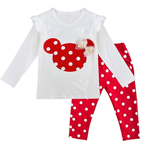 IEFIEL Conjuntos de Top y Pantalones Largos Camiseta Uricornio de Manga Larga + Leggings para Niña Bebé Pijamas Cómodas de Algodón Ropa de Dormir Rojo A 3 años