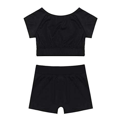 IEFIEL Conjuntos Deportivos para Niña Pantalones Cortos Y Crop Top Ajustado Chaleco Camiseta Corta Leotardo De Gimnasia Fitness Gym Negro A 10-12 años IEFIEL Conjuntos Deportivos para Niña Pantalones Cortos Y Crop Top Ajustado Chaleco Camiseta Corta Leotardo De Gimnasia Fitness Gym Negro A 10-12 años