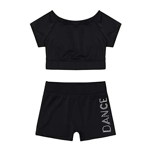 IEFIEL Conjuntos Deportivos para Niña Pantalones Cortos Y Crop Top Ajustado Chaleco Camiseta Corta Leotardo De Gimnasia Fitness Gym Negro A 10-12 años IEFIEL Conjuntos Deportivos para Niña Pantalones Cortos Y Crop Top Ajustado Chaleco Camiseta Corta Leotardo De Gimnasia Fitness Gym Negro A 10-12 años