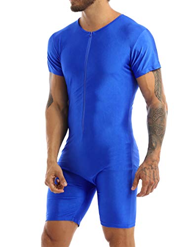 IEFIEL Maillot Cillismo para Ombre Leotardo Deportivo Monos de Gimnasia Ritmica Body Cortos Elástico Conjunto Ropa Interior Lencería para Hombre Azul M