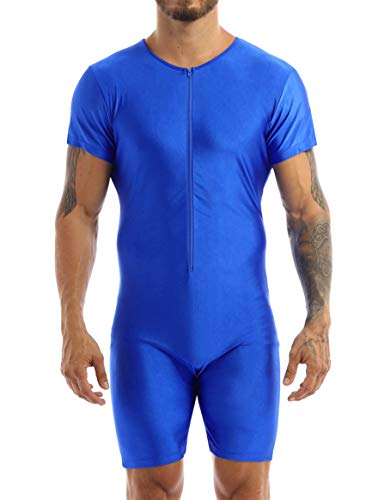 IEFIEL Maillot Cillismo para Ombre Leotardo Deportivo Monos de Gimnasia Ritmica Body Cortos Elástico Conjunto Ropa Interior Lencería para Hombre Azul M