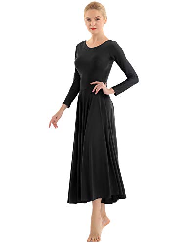 IEFIEL Vestido Princesa Maillot de Danza Ballet para Mujer Chica Vestido Largo de Actuación Fiesta Invierno Otoño Manga Larga Vestido Baile Flemenco Negro A S IEFIEL Vestido Princesa Maillot de Danza Ballet para Mujer Chica Vestido Largo de Actuación Fiesta Invierno Otoño Manga Larga Vestido Baile Flemenco Negro A S