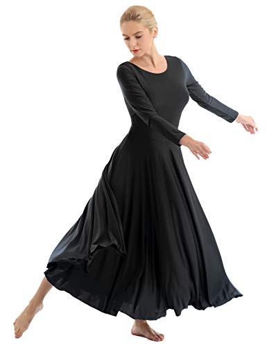 IEFIEL Vestido Princesa Maillot de Danza Ballet para Mujer Chica Vestido Largo de Actuación Fiesta Invierno Otoño Manga Larga Vestido Baile Flemenco Negro A S IEFIEL Vestido Princesa Maillot de Danza Ballet para Mujer Chica Vestido Largo de Actuación Fiesta Invierno Otoño Manga Larga Vestido Baile Flemenco Negro A S
