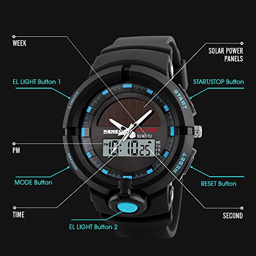 IF.HLMF Reloj electrónico para hombre, multifunción, militar, deportivo, LED, digital, para exteriores, energía solar, fuente de alimentación, luminosa, resistente al agua, reloj electrónico