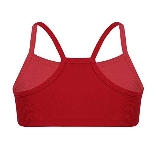 iiniim Camiseta sin Mangas para Niñas Sujetador Deportivo Camiseta Interior Niña Camiseta Corta Ropa Interior Deportiva Tirantes Crop Top de Danza Ballet Baile Fitness Running Rojo 3-4 Años