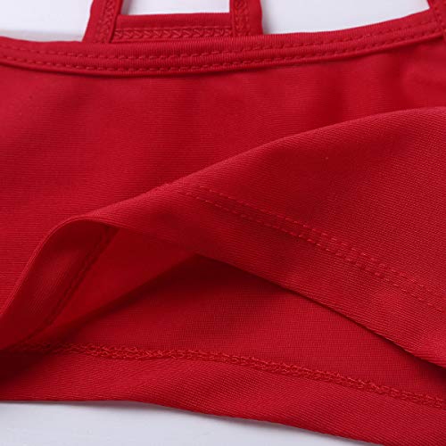 iiniim Camiseta sin Mangas para Niñas Sujetador Deportivo Camiseta Interior Niña Camiseta Corta Ropa Interior Deportiva Tirantes Crop Top de Danza Ballet Baile Fitness Running Rojo 3-4 Años