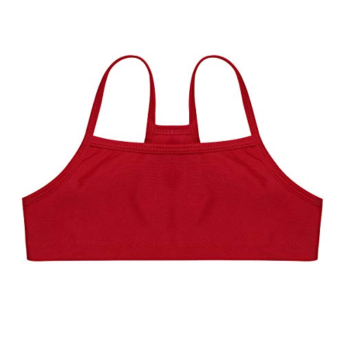 iiniim Camiseta sin Mangas para Niñas Sujetador Deportivo Camiseta Interior Niña Camiseta Corta Ropa Interior Deportiva Tirantes Crop Top de Danza Ballet Baile Fitness Running Rojo 3-4 Años