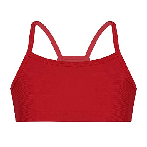 iiniim Camiseta sin Mangas para Niñas Sujetador Deportivo Camiseta Interior Niña Camiseta Corta Ropa Interior Deportiva Tirantes Crop Top de Danza Ballet Baile Fitness Running Rojo 3-4 Años