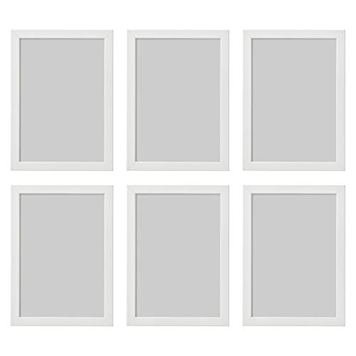 Ikea Fiskbo - Marco de fotos (tamaño A4, 21 x 30 cm, 6 unidades), color blanco, Cartón, Tablero de fibras, láminas, plástico poliestireno, pintura acrílica, Blanco, 21x30cm