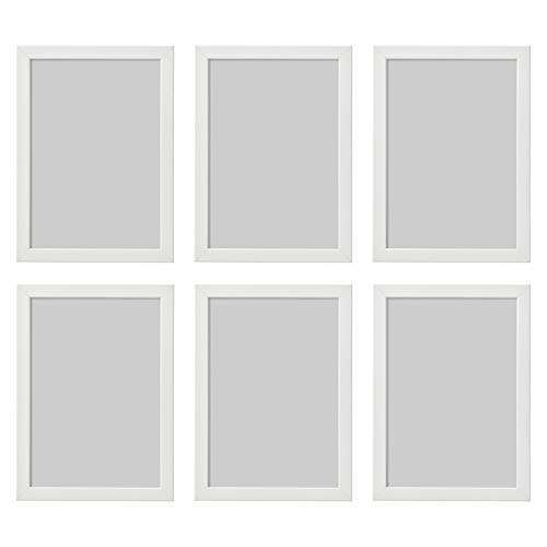Ikea Fiskbo - Marco de fotos (tamaño A4, 21 x 30 cm, 6 unidades), color blanco, Cartón, Tablero de fibras, láminas, plástico poliestireno, pintura acrílica, Blanco, 21x30cm