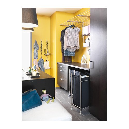 IKEA GRUNDTAL - Bolsa para ropa sucia con ruedas, acero inoxidable, negro - 70 l