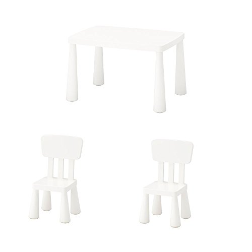 IKEA Mammut - Mesa infantil y 2 sillas para niños en color blanco