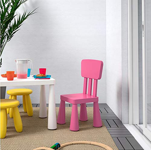 Ikea Mammut - Silla infantil de plástico con respaldo alto para uso en interiores y exteriores rosa rosa