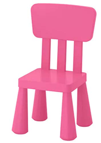 Ikea Mammut - Silla infantil de plástico con respaldo alto para uso en interiores y exteriores rosa rosa