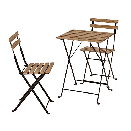 Ikea Tärnö - Mesa y 2 sillas para exterior de madera de acacia y acero negro Ikea Tärnö - Mesa y 2 sillas para exterior de madera de acacia y acero negro