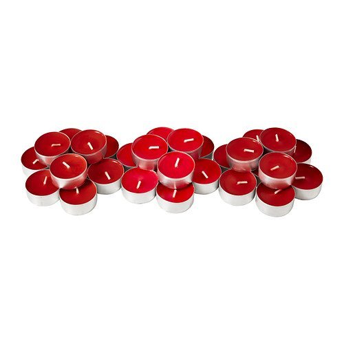 Ikea Vela pequeña Perfumada, Parafina, Rojo, 20x12x3 cm, 30 Unidades