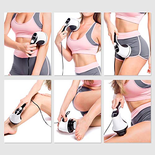 Ikeepi Masajeador Anticelulítico Eléctrico con 4 en 1 Cabezal Body Contour, Masaje portátil para aliviar el dolor muscular, levanta el cuerpo para Cuello Hombros Brazo Espalda Cintura Piernas