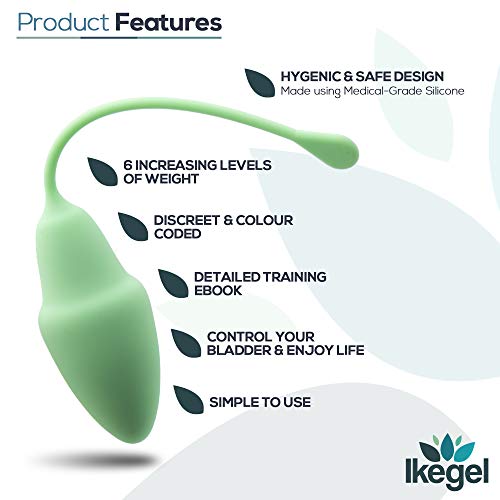 Ikegel Kegel Bolas Chinas Intimina Con Libro Electronico En Espanol | Fácil de Usar | Juego De 6 Pelotas De Ejercicio De Silicona | Bolas Kegel | Bolas Chinas de la Salud | Bolas China Suelo Pelvico