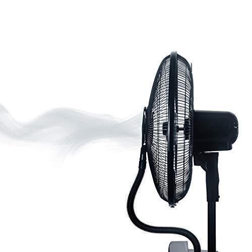 IKOHS TROPWIND Touch - Ventilador de Pie Oscilante con Nebulizador de Agua, Mando a Distancia, 2,5 L, 80W, 3 Modos, Nebulizador Oscilante Ultrasilencioso, Oscilación Lateral, Silencioso, Negro