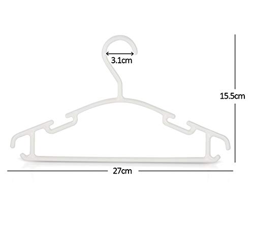 Ilauke Lote de 36 perchas para ropa infantil, 27 cm de longitud, color blanco Ilauke Lote de 36 perchas para ropa infantil, 27 cm de longitud, color blanco